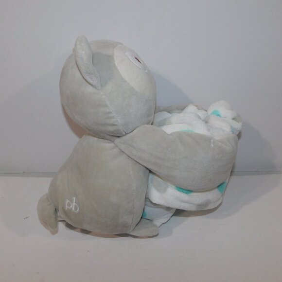 Piccolo Bambino Baby 13" Plush Gray Owl w Fleece Blue Polka Dot Blanket UNUSED - Picture 5 of 7